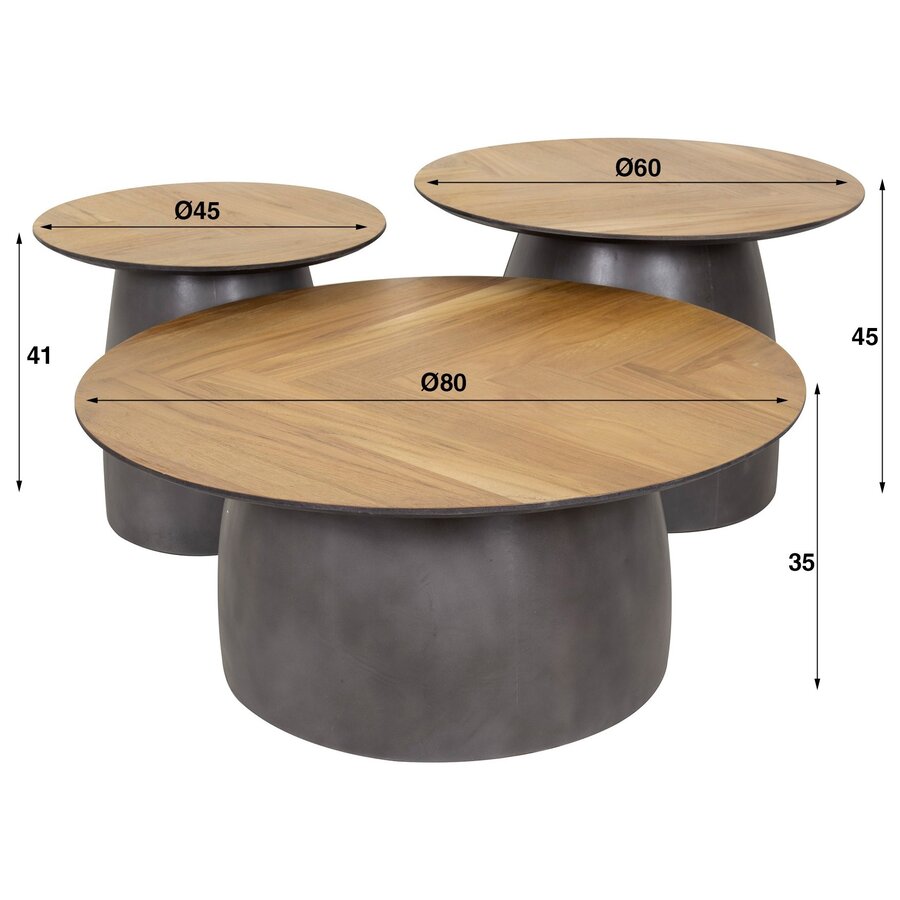 Infinite Ronde Salontafel Set van Teakhout