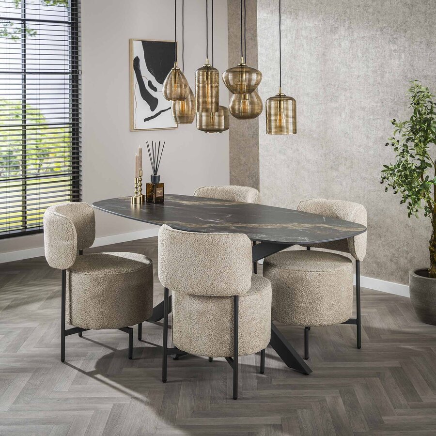 Cocktail Zand Bouclé Draaistoel