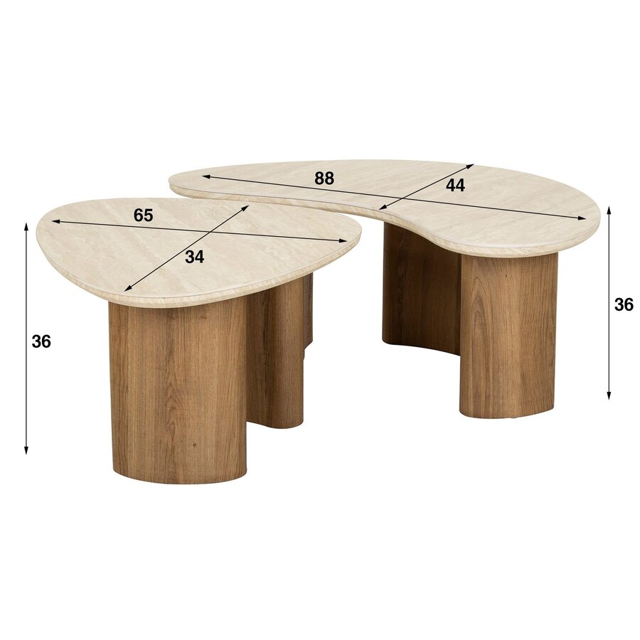 Renova Organisch Salontafel Set Travertin Renova Organisch Salontafel Set Travertin