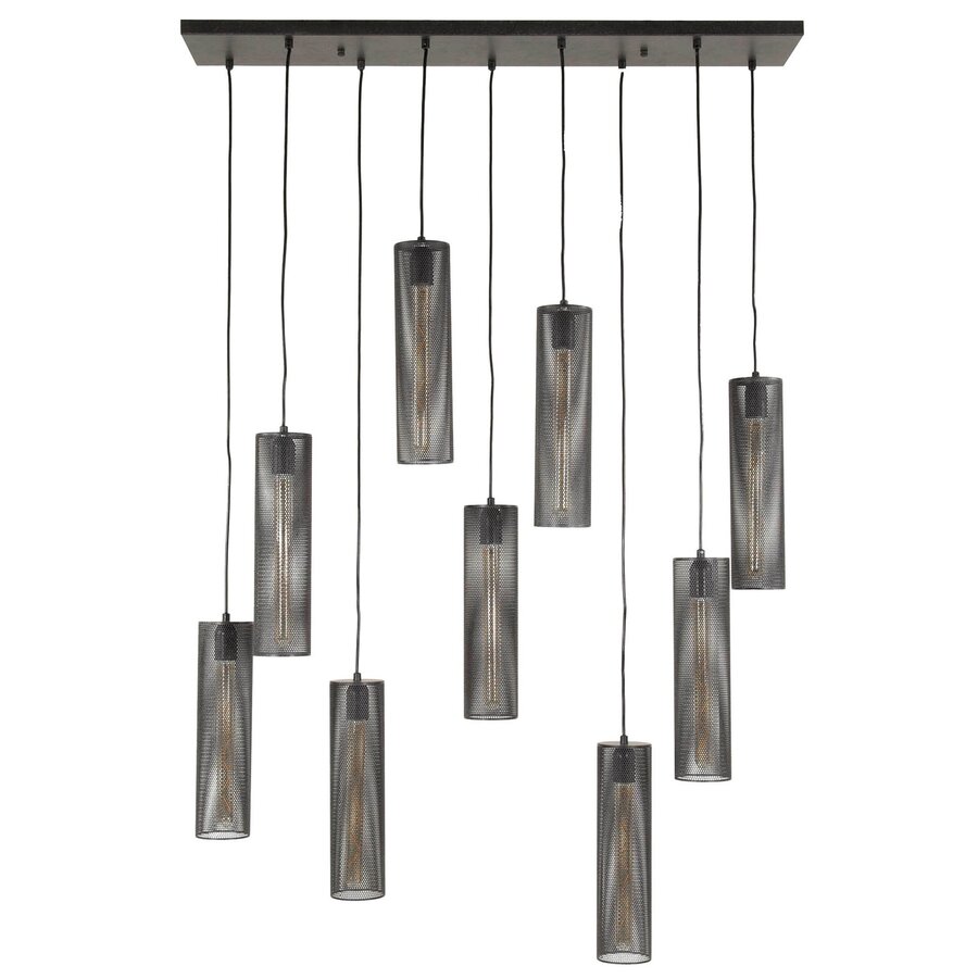 Tube Mesh Hanglamp Artic Zwart 5+4L Tube Mesh Hanglamp Artic Zwart 5+4L