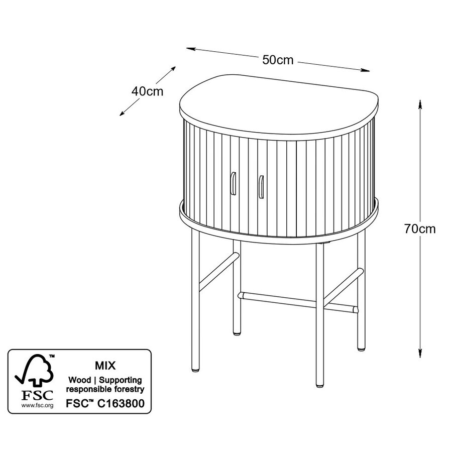 Nola Nachtkastje Zwart Eiken