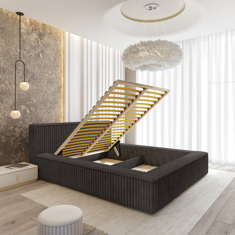 Melody 180 x 200 cm Gestoffeerd Bed Donkergrijs Melody 180 x 200 cm Gestoffeerd Bed Donkergrijs