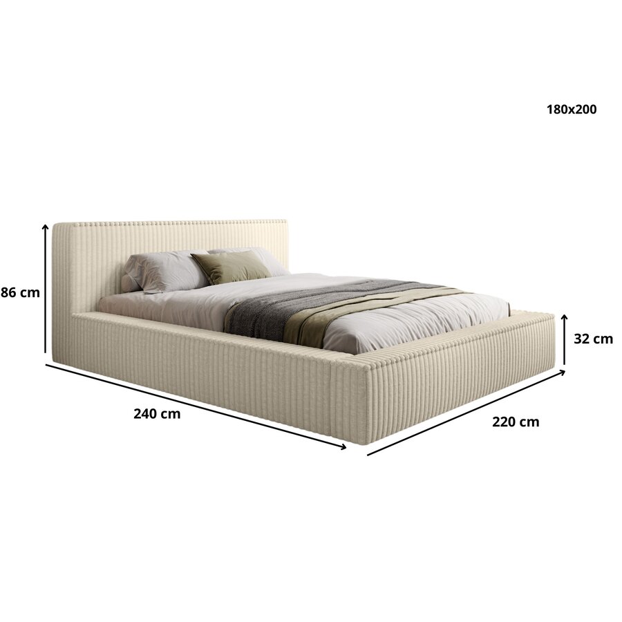 Melody 180 x 200 cm Gestoffeerd Bed Creme Melody 180 x 200 cm Gestoffeerd Bed Creme