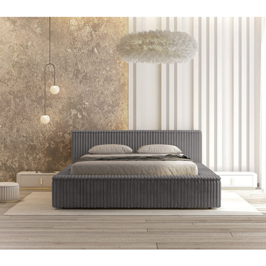 Melody 140 x 200 cm Gestoffeerd Bed Grijs Melody 140 x 200 cm Gestoffeerd Bed Grijs