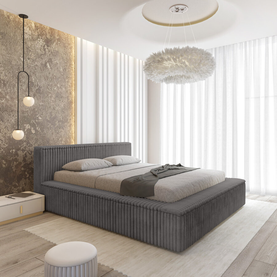 Melody 160 x 200 cm Gestoffeerd Bed Grijs Melody 160 x 200 cm Gestoffeerd Bed Grijs