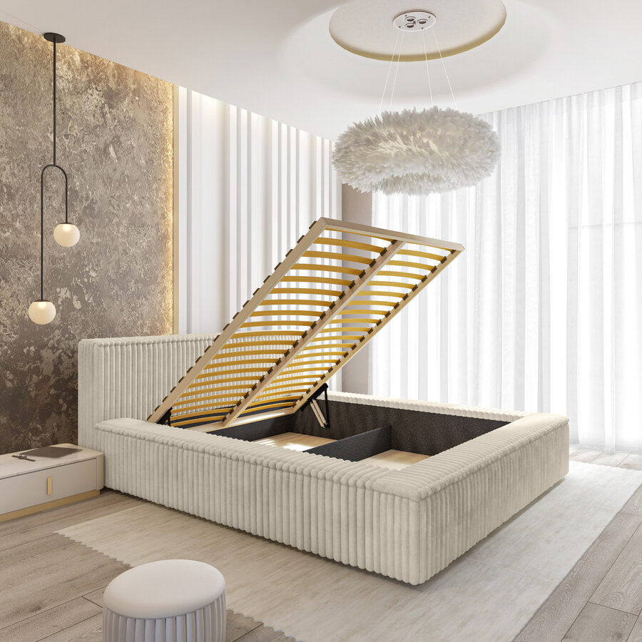 Melody 160 x 200 cm Gestoffeerd Bed Creme Melody 160 x 200 cm Gestoffeerd Bed Creme