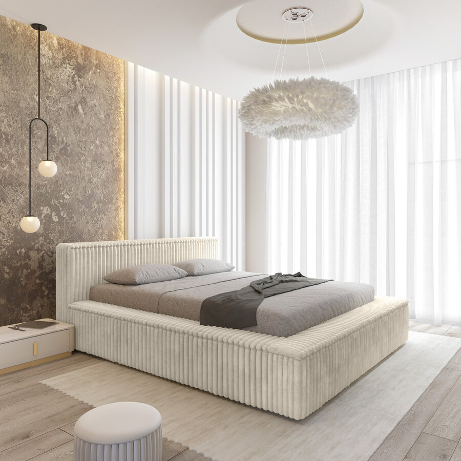 Melody 140 x 200 cm Gestoffeerd Bed Creme Melody 140 x 200 cm Gestoffeerd Bed Creme