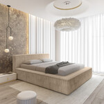 Trae Mobler Melody 140 x 200 cm Gestoffeerd Bed Beige Trae Mobler Melody 140 x 200 cm Gestoffeerd Bed Beige