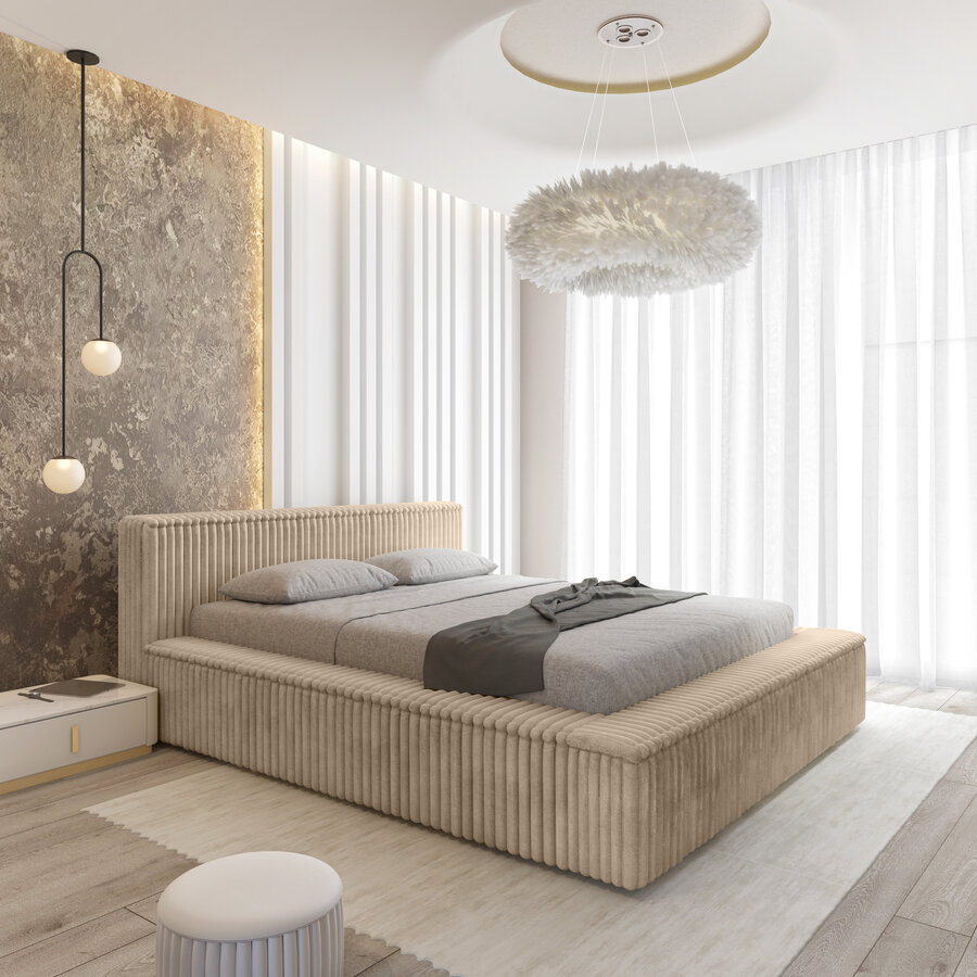 Melody 140 x 200 cm Gestoffeerd Bed Beige Melody 140 x 200 cm Gestoffeerd Bed Beige