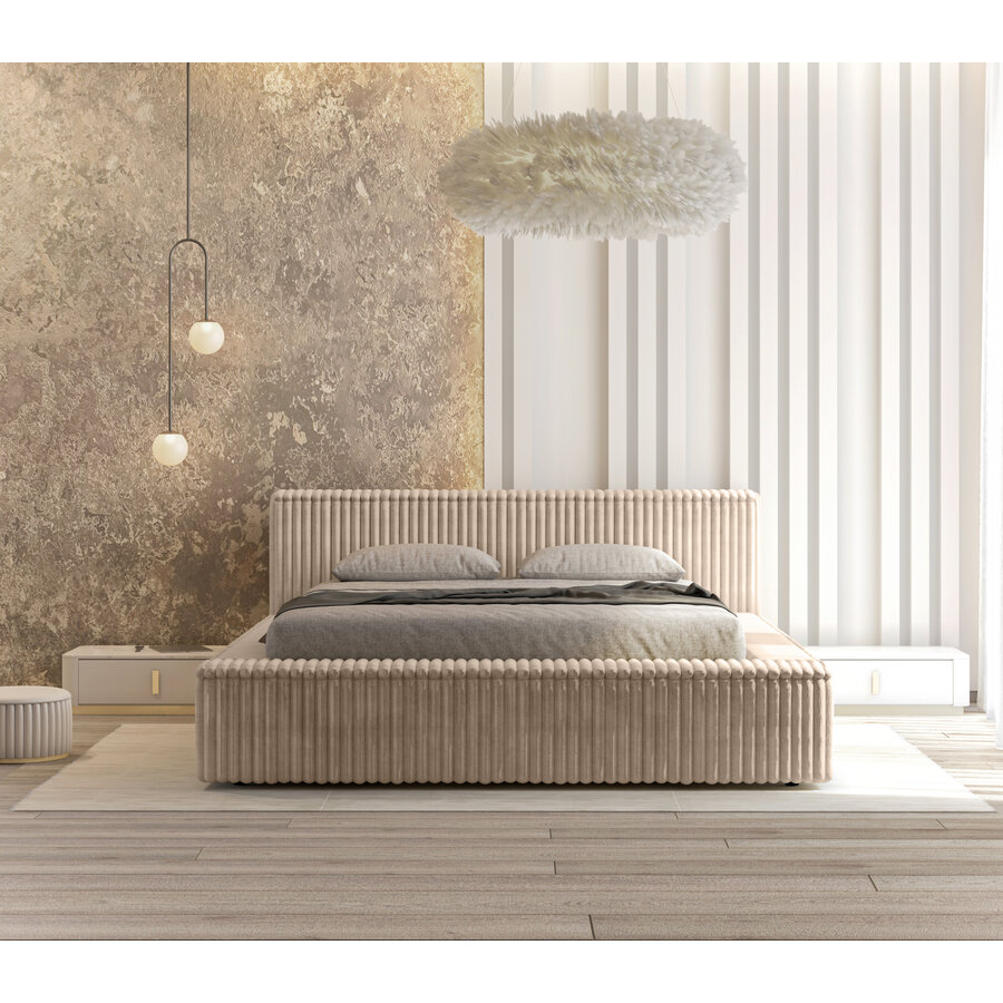Melody 160 x 200 cm Gestoffeerd Bed Beige Melody 160 x 200 cm Gestoffeerd Bed Beige