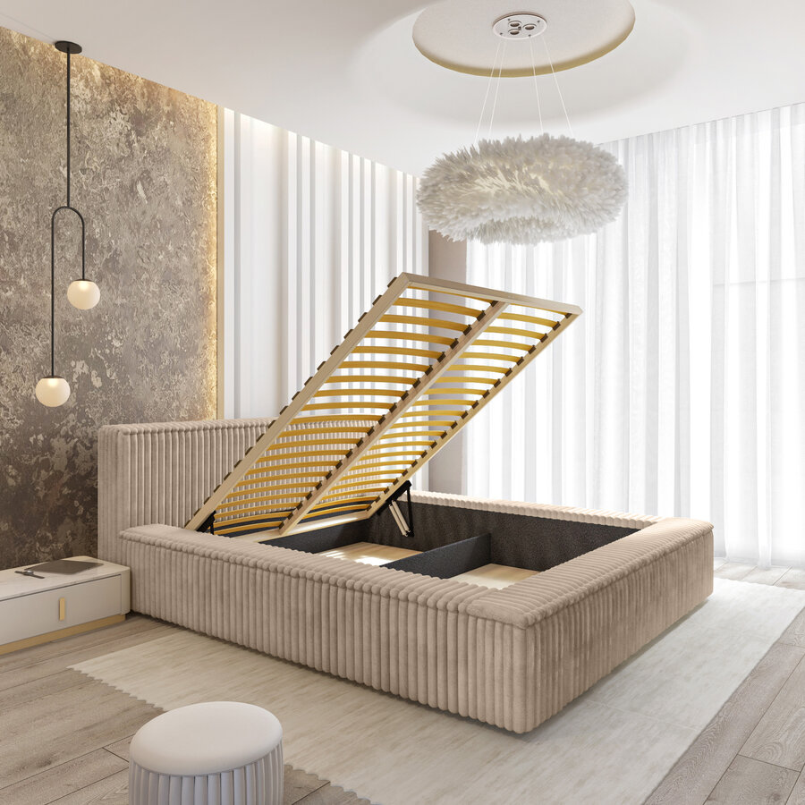 Melody 160 x 200 cm Gestoffeerd Bed Beige Melody 160 x 200 cm Gestoffeerd Bed Beige