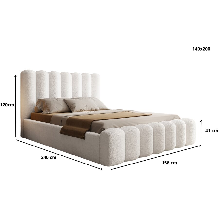 Amore 140 x 200 cm Gestoffeerd Bed Beige Amore 140 x 200 cm Gestoffeerd Bed Beige