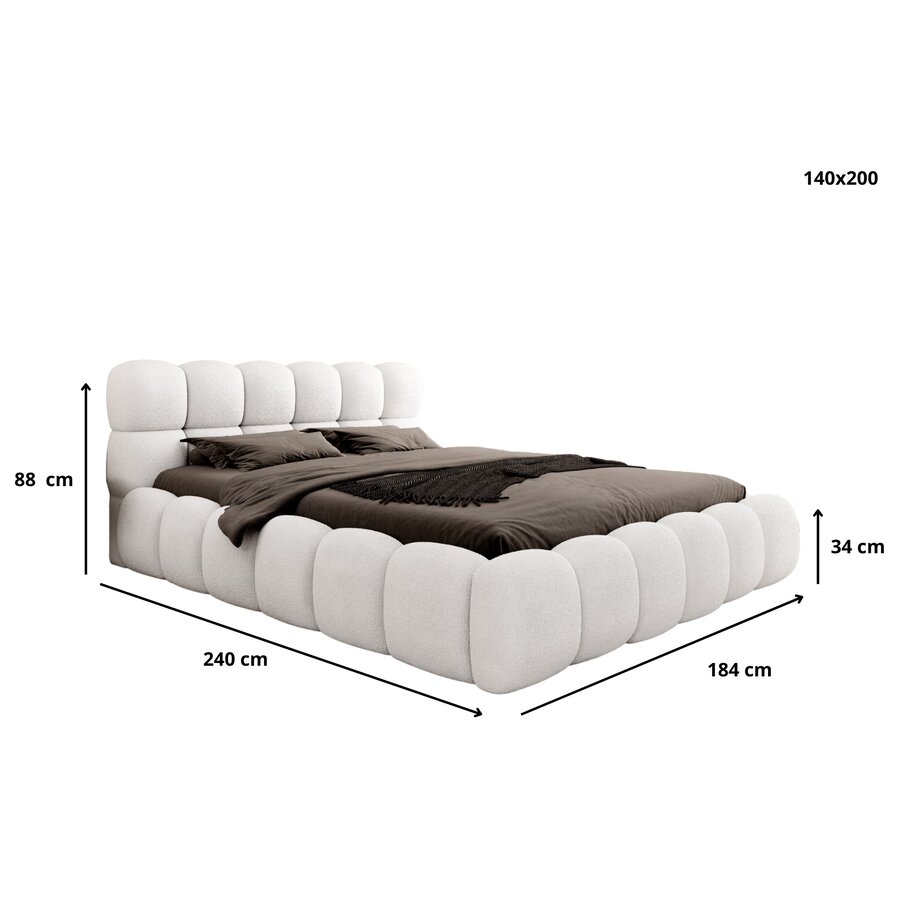 Boston 140 x 200 cm Gestoffeerd Bed Beige Boston 140 x 200 cm Gestoffeerd Bed Beige