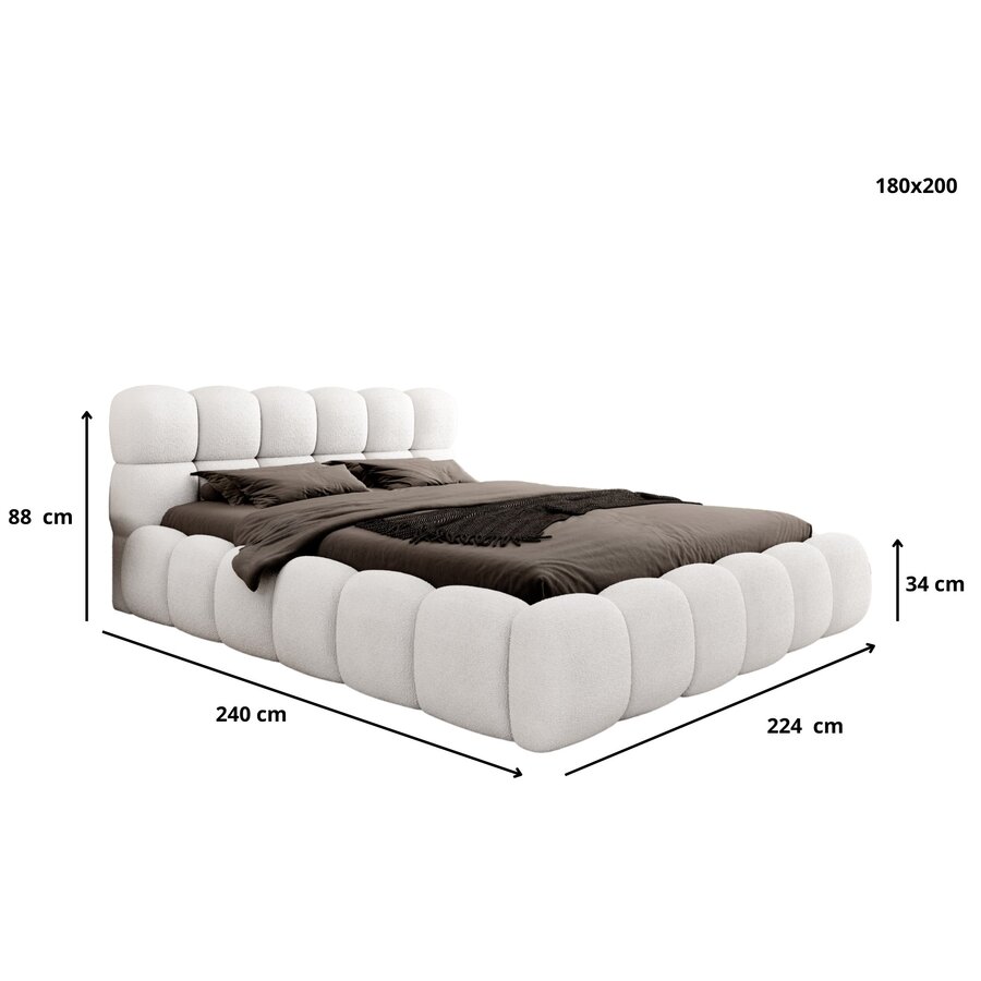 Boston 180 x 200 cm Gestoffeerd Bed Beige Boston 180 x 200 cm Gestoffeerd Bed Beige