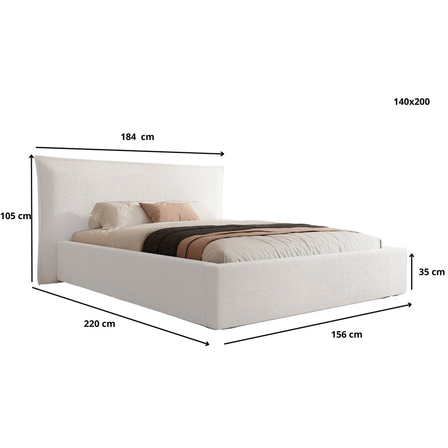 Nevada 140 x 200 cm Bed Beige Bouclé Nevada 140 x 200 cm Bed Beige Bouclé