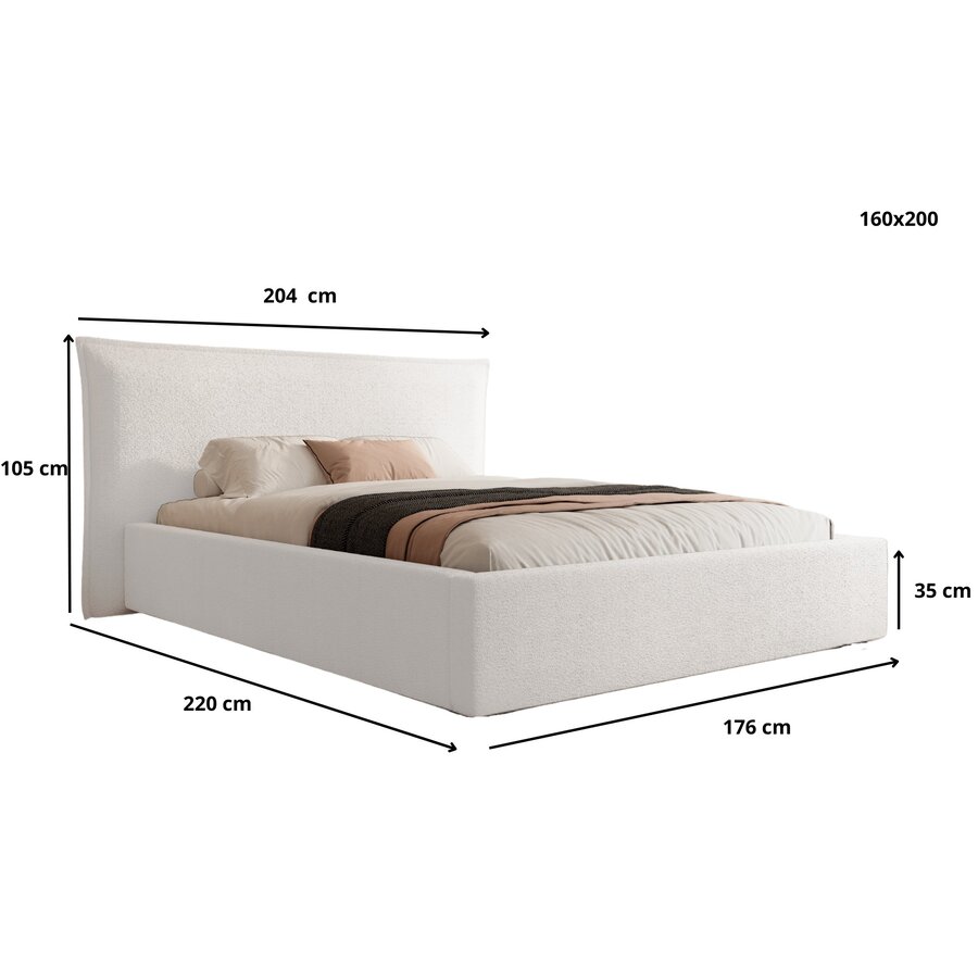Nevada 160 x 200 cm Bed Beige Bouclé Nevada 160 x 200 cm Bed Beige Bouclé