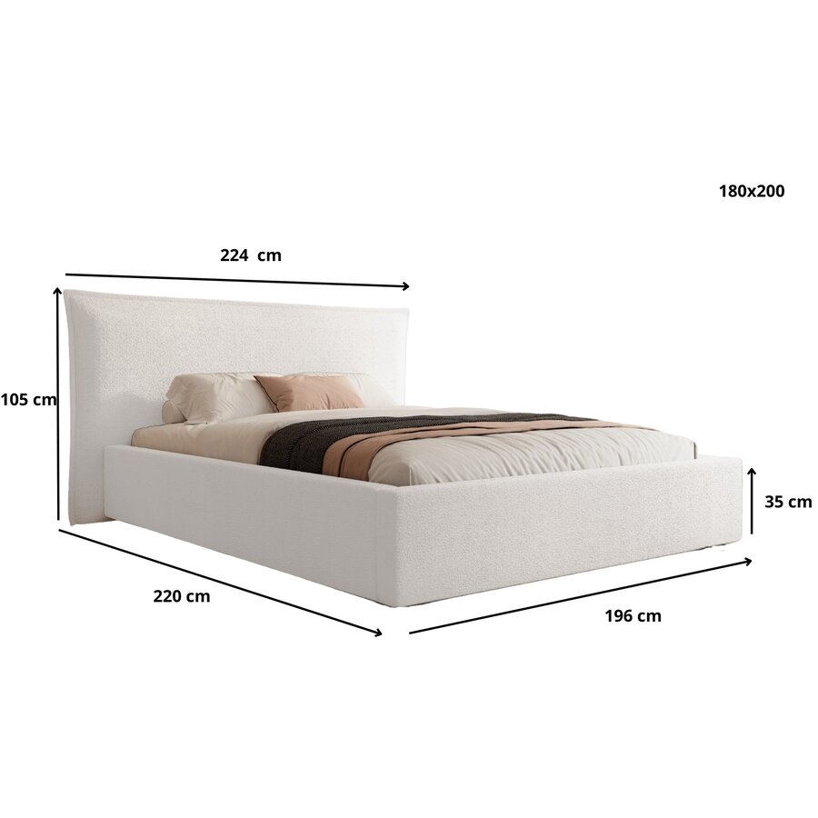 Nevada 180 x 200 cm Bed Beige Bouclé Nevada 180 x 200 cm Bed Beige Bouclé