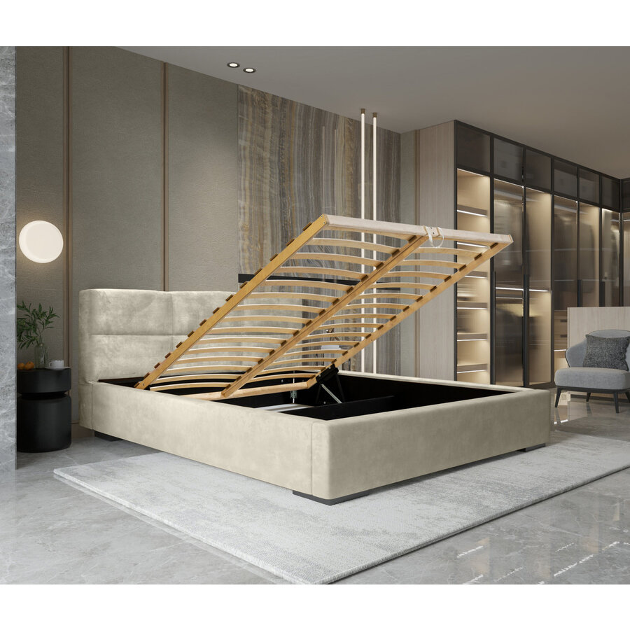 Porto 140 x 200 cm Gestoffeerd Bed Zand Porto 140 x 200 cm Gestoffeerd Bed Zand