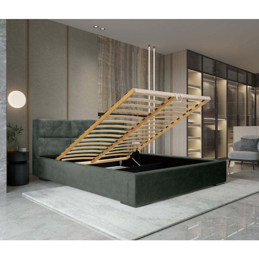 Porto 140 x 200 cm Gestoffeerd Bed Bosgroen Porto 140 x 200 cm Gestoffeerd Bed Bosgroen