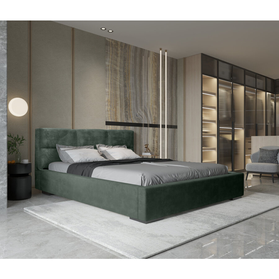 Porto 140 x 200 cm Gestoffeerd Bed Bosgroen Porto 140 x 200 cm Gestoffeerd Bed Bosgroen