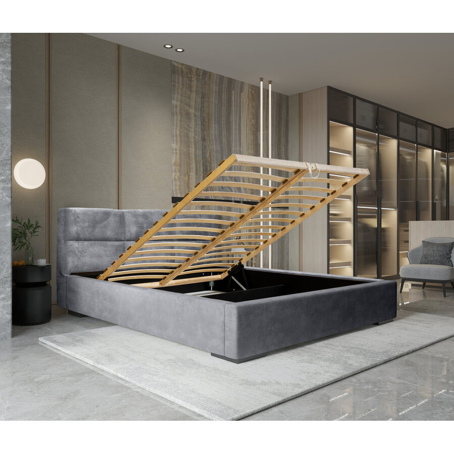 Porto 140 x 200 cm Gestoffeerd Bed Asgrijs Porto 140 x 200 cm Gestoffeerd Bed Asgrijs