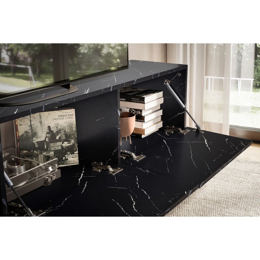 Novia Zwart 160 cm TV Wandmeubel Marmerlook Novia Zwart 160 cm TV Wandmeubel Marmerlook