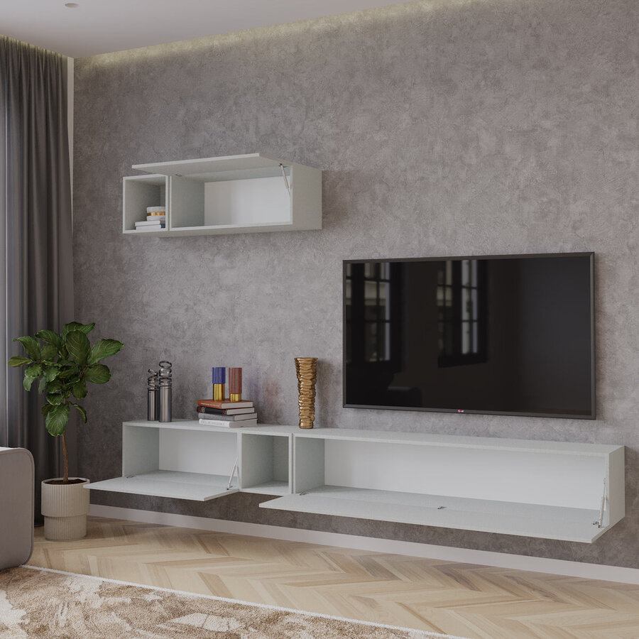 Palermo 235 cm Gesso TV Wandmeubel Palermo 235 cm Gesso TV Wandmeubel