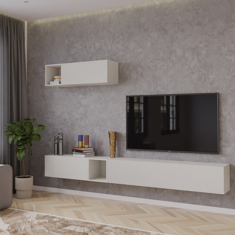 Palermo 235 cm Gesso TV Wandmeubel Palermo 235 cm Gesso TV Wandmeubel