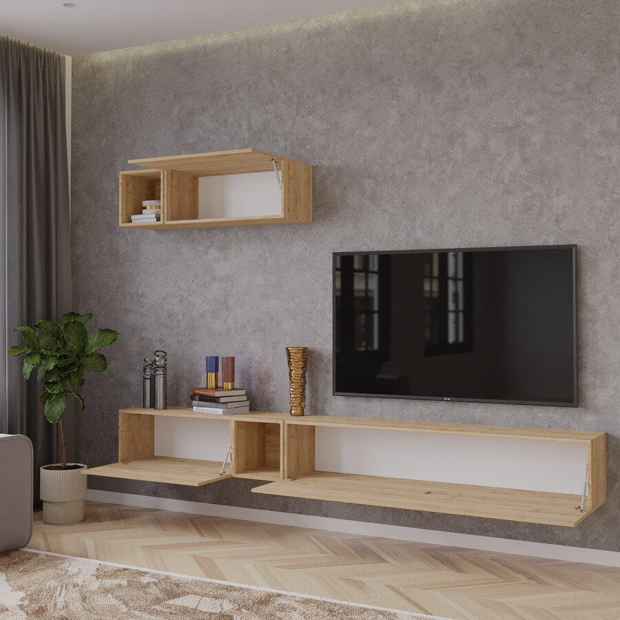 Palermo 235 cm Kadiz Eiken TV Wandmeubel Palermo 235 cm Kadiz Eiken TV Wandmeubel