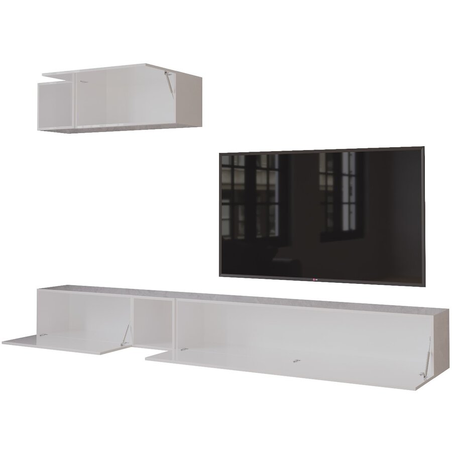 Palermo 235 cm Hoogglans Wit TV Wandmeubel Palermo 235 cm Hoogglans Wit TV Wandmeubel