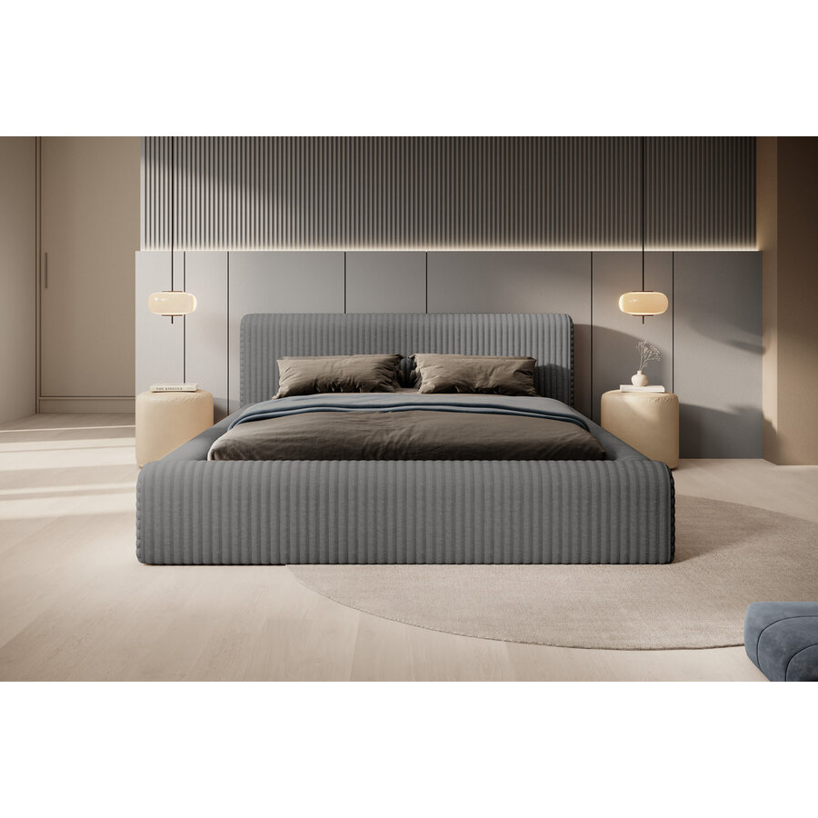 Hana 160 x 200 cm Gestoffeerd Bed Grijs Hana 160 x 200 cm Gestoffeerd Bed Grijs