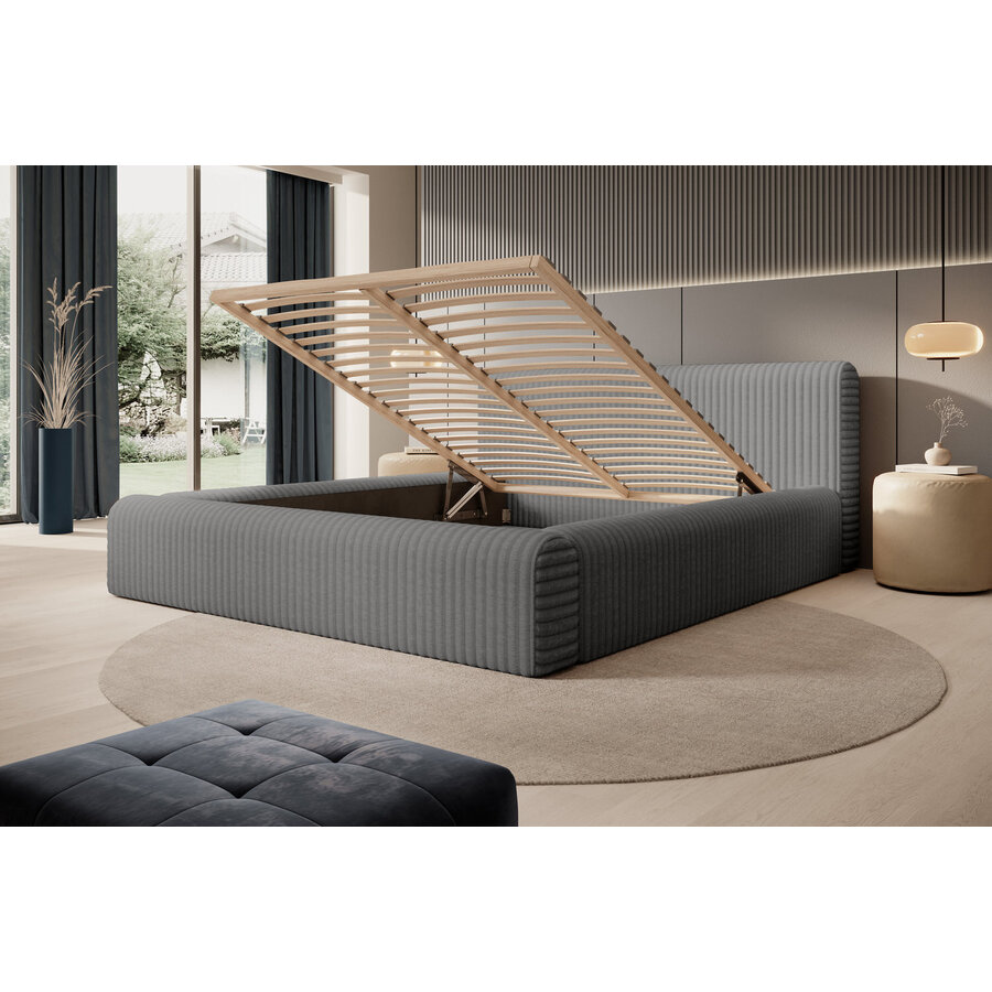 Hana 160 x 200 cm Gestoffeerd Bed Grijs Hana 160 x 200 cm Gestoffeerd Bed Grijs