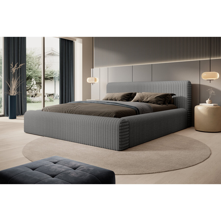 Hana 140 x 200 cm Gestoffeerd Bed Grijs Hana 140 x 200 cm Gestoffeerd Bed Grijs