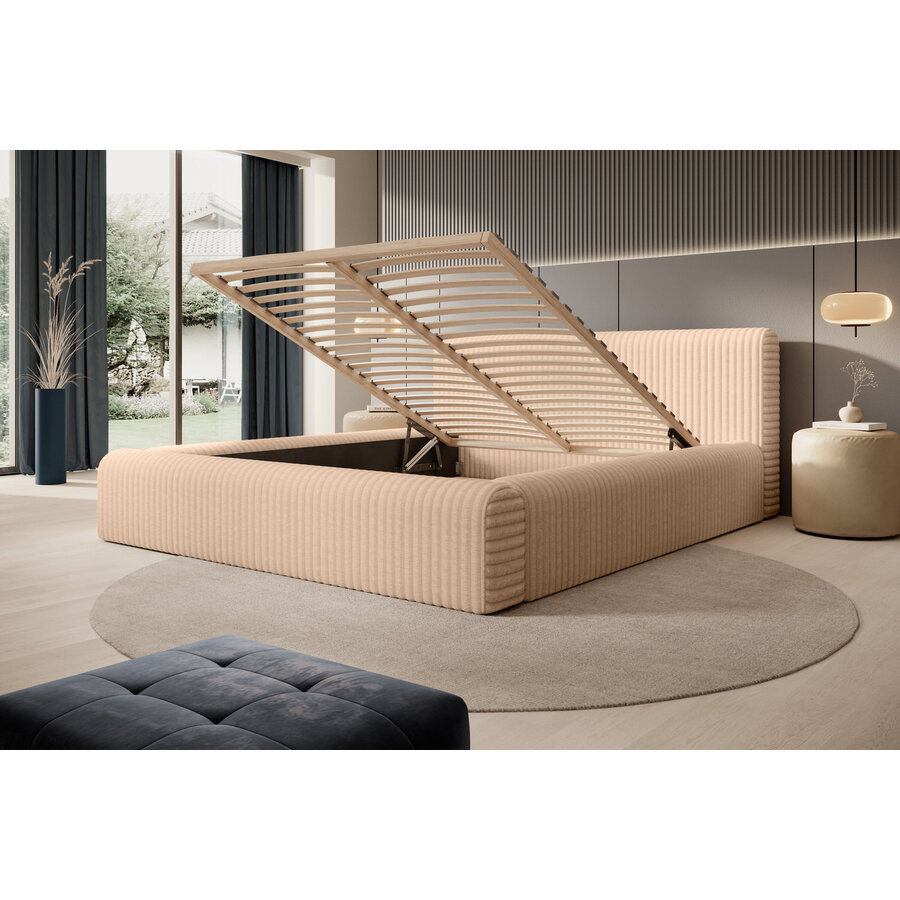 Hana 180 x 200 cm Gestoffeerd Bed Beige Hana 180 x 200 cm Gestoffeerd Bed Beige