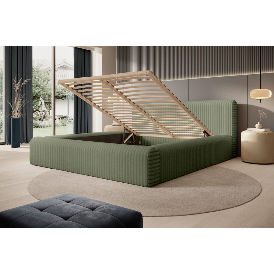 Hana 180 x 200 cm Gestoffeerd Bed Olijfgroen Hana 180 x 200 cm Gestoffeerd Bed Olijfgroen