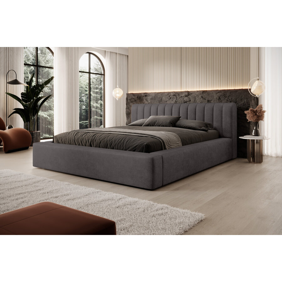 Amira 160 x 200 cm Gestoffeerd Bed Antraciet Amira 160 x 200 cm Gestoffeerd Bed Antraciet
