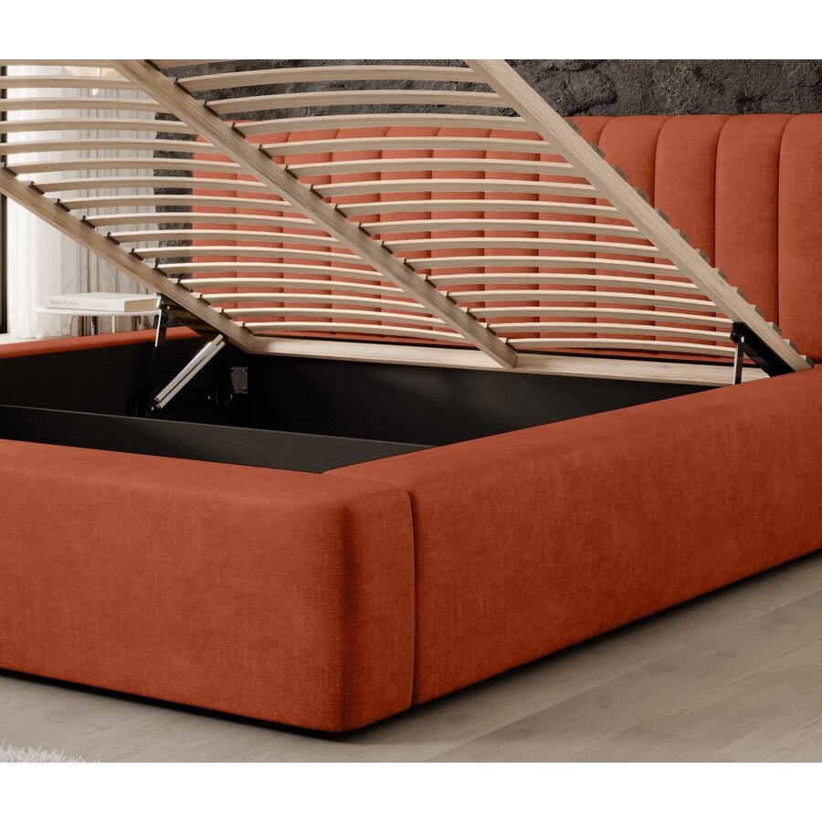 Amira 140 x 200 cm Gestoffeerd Bed Baksteenrood Amira 140 x 200 cm Gestoffeerd Bed Baksteenrood