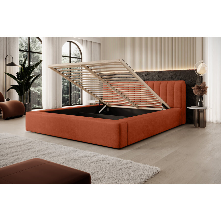 Amira 160 x 200 cm Gestoffeerd Bed Baksteenrood Amira 160 x 200 cm Gestoffeerd Bed Baksteenrood