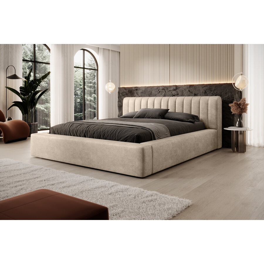 Amira 180 x 200 cm Gestoffeerd Bed Zand Amira 180 x 200 cm Gestoffeerd Bed Zand