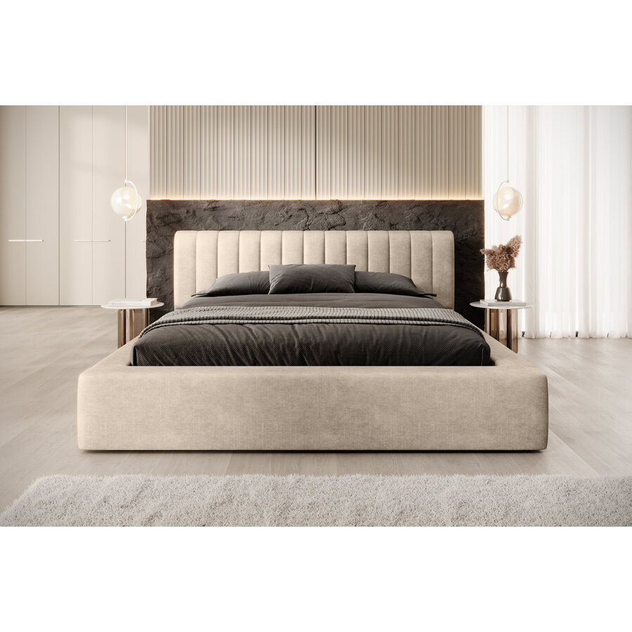 Amira 180 x 200 cm Gestoffeerd Bed Zand Amira 180 x 200 cm Gestoffeerd Bed Zand