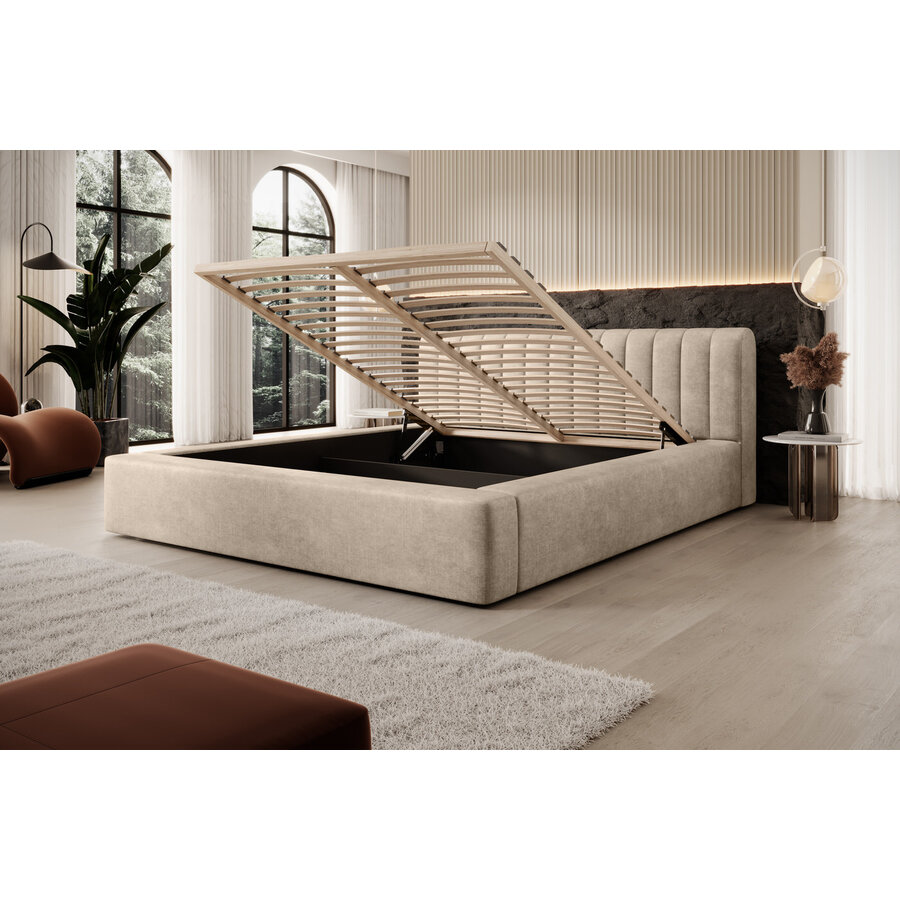 Amira 140 x 200 cm Gestoffeerd Bed Zand Amira 140 x 200 cm Gestoffeerd Bed Zand
