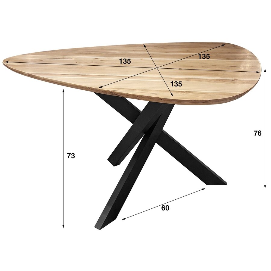 Liven Acacia Eettafel Driehoek 135 cm Liven Acacia Eettafel Driehoek 135 cm