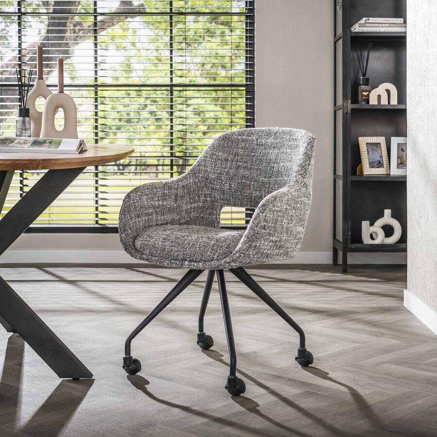 Gala Staalgrijs Armstoel met Wieltjes