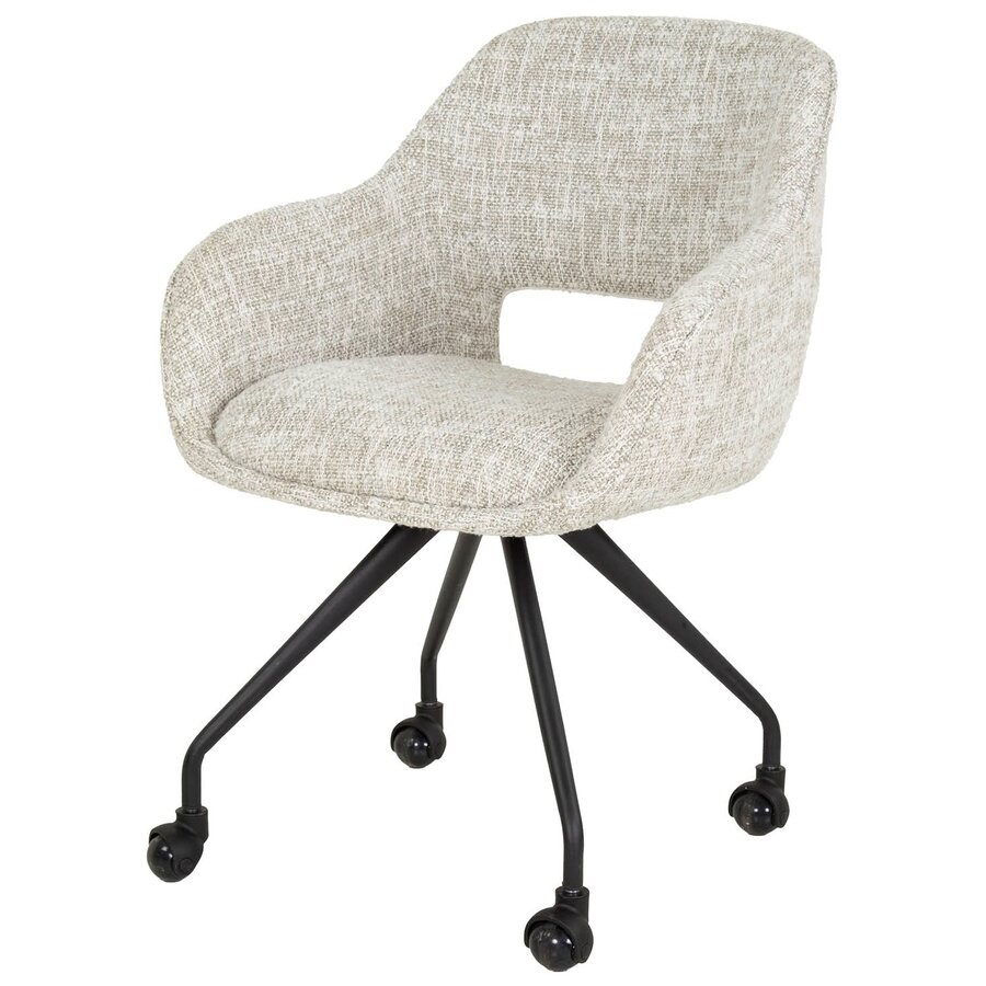 Gala Gebroken Wit Armstoel met Wieltjes Gala Gebroken Wit Armstoel met Wieltjes