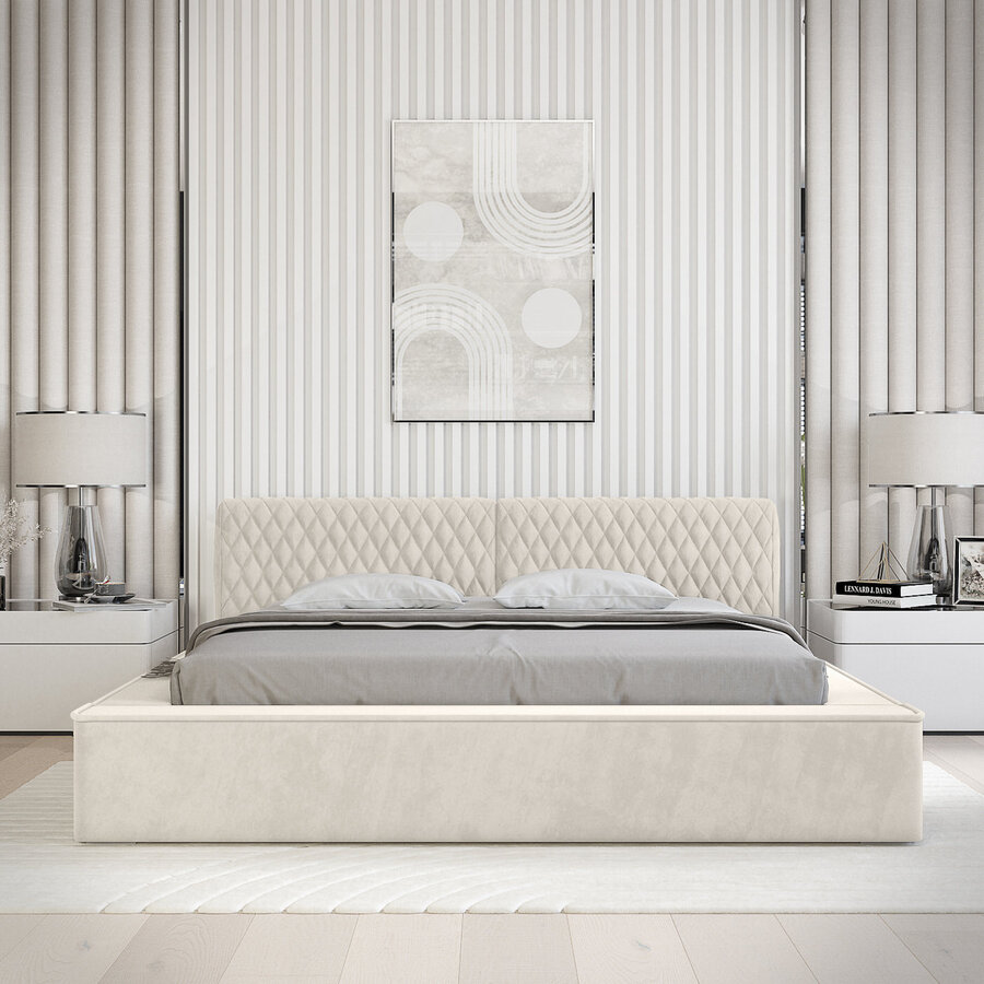 Azurro 160 x 200 cm Gestoffeerd Bed Lichtgrijs Azurro 160 x 200 cm Gestoffeerd Bed Lichtgrijs