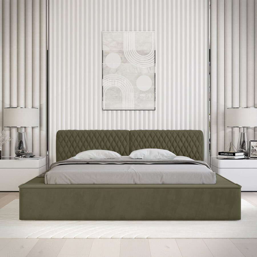 Azurro 160 x 200 cm Gestoffeerd Bed Bosgroen Azurro 160 x 200 cm Gestoffeerd Bed Bosgroen