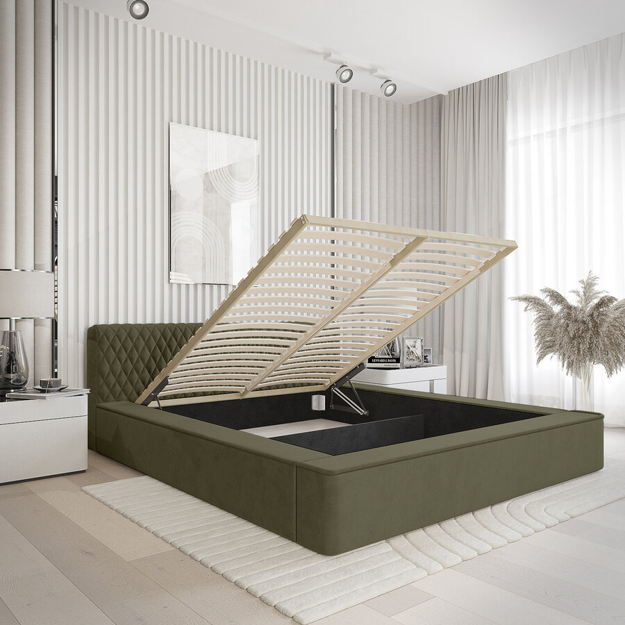 Azurro 160 x 200 cm Gestoffeerd Bed Bosgroen Azurro 160 x 200 cm Gestoffeerd Bed Bosgroen