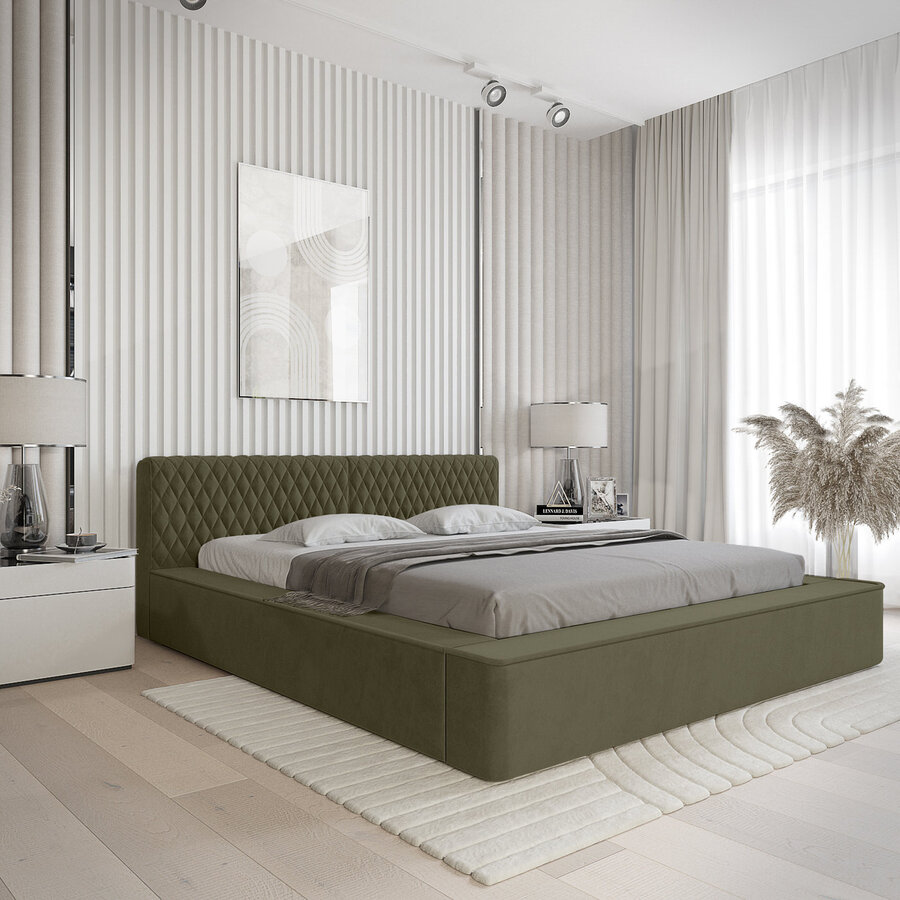 Azurro 160 x 200 cm Gestoffeerd Bed Bosgroen Azurro 160 x 200 cm Gestoffeerd Bed Bosgroen