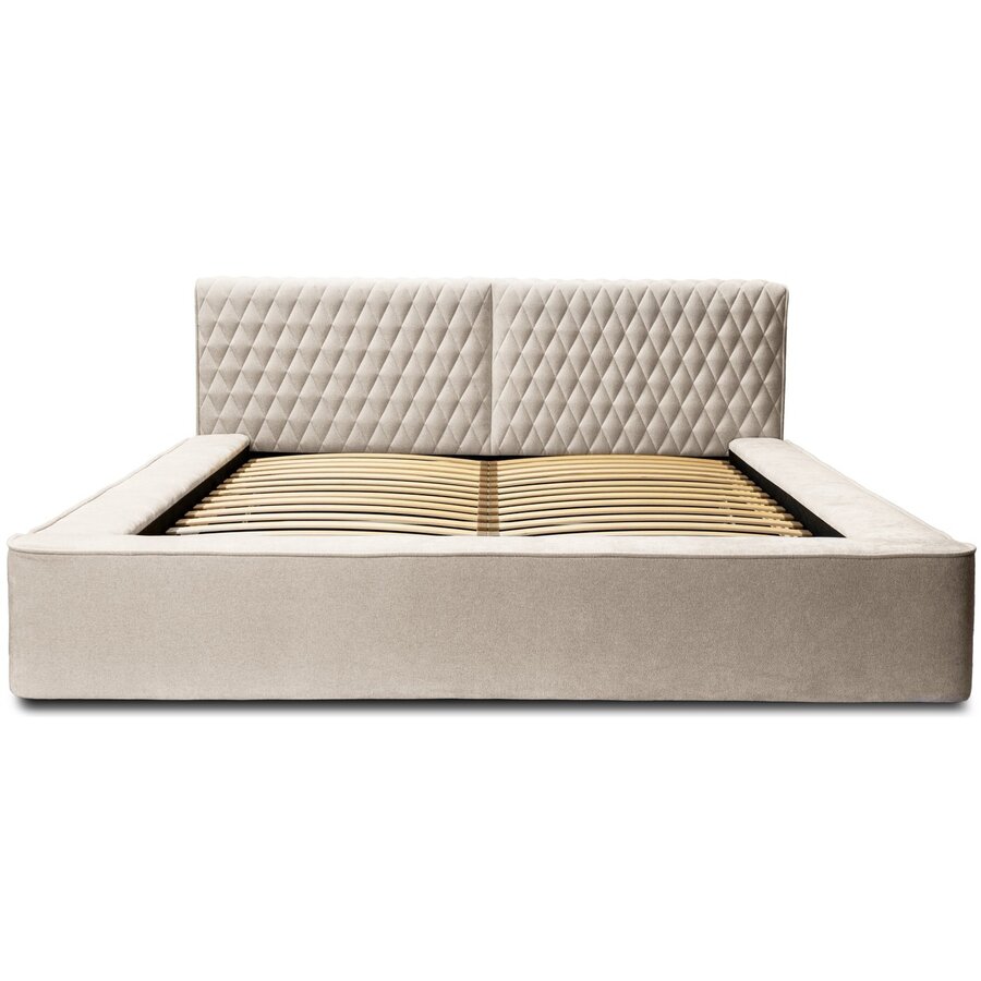 Azurro 160 x 200 cm Gestoffeerd Bed Beige Azurro 160 x 200 cm Gestoffeerd Bed Beige