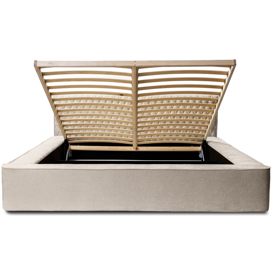 Azurro 160 x 200 cm Gestoffeerd Bed Beige Azurro 160 x 200 cm Gestoffeerd Bed Beige